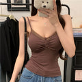 White Lace Crop Top Women Sweet Summer Slim Fit Cami