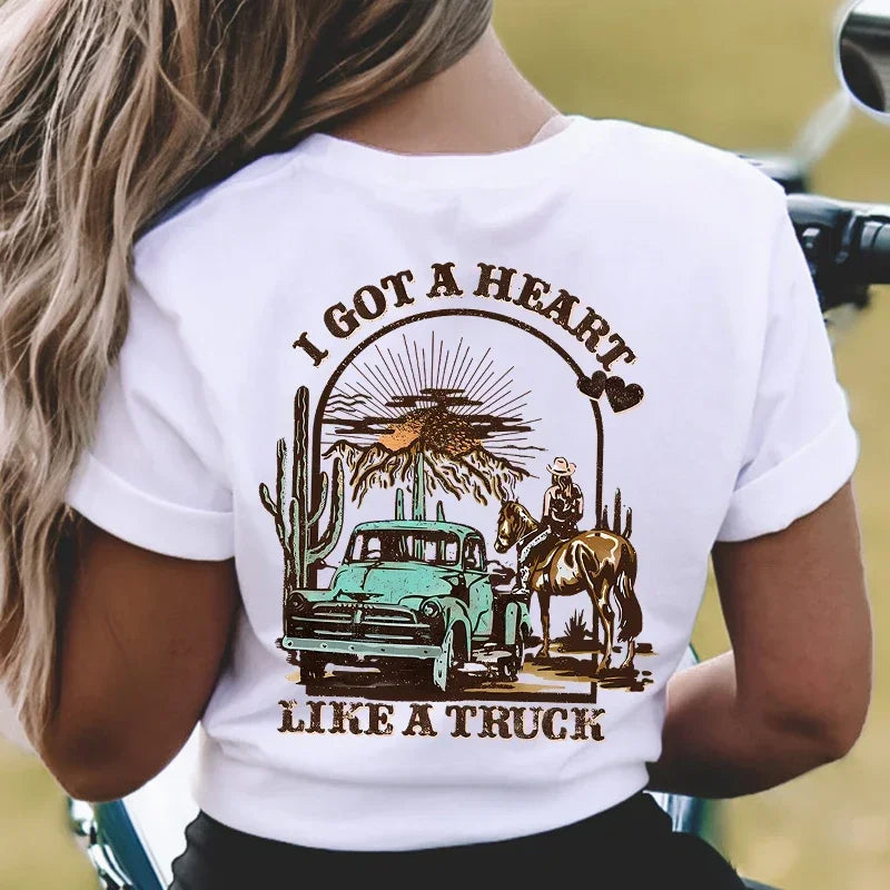 “Heart Like a Truck” Cowboy Graphic T-Shirt | Western Rodeo Women’s Tee