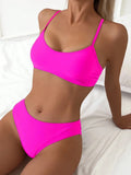 Solid Color Bandeau Bikini Set – Women’s Two-Piece Swimwear
