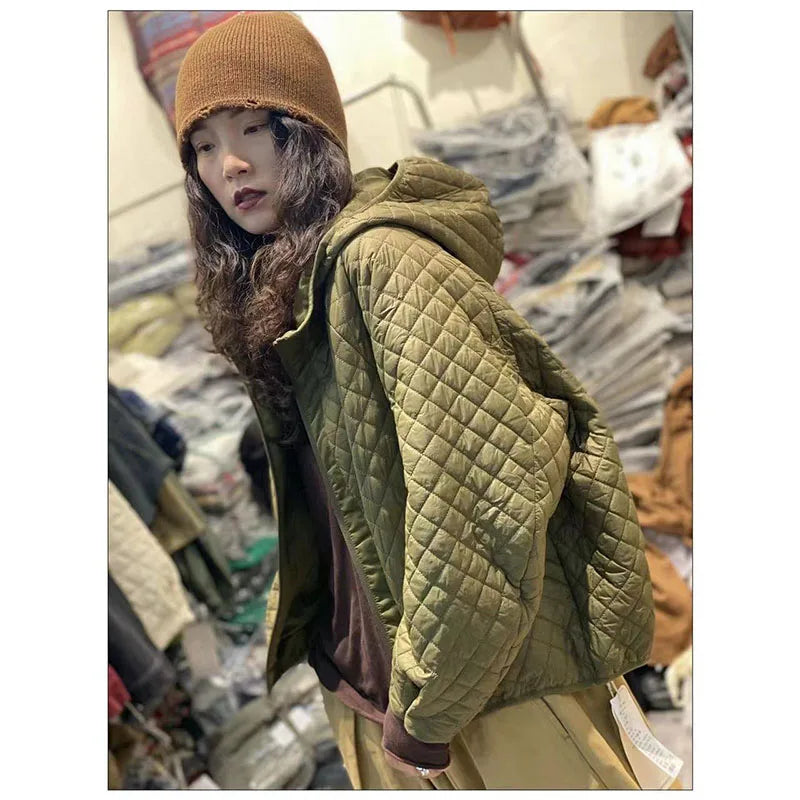 Retro Hooded Women’s Parka 2026 | Korean Loose Fit Casual Winter Jacket