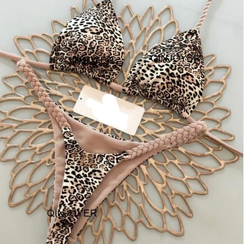 Leopard Print High Waist Bikini | Brazilian Thong Women’s Swimwear