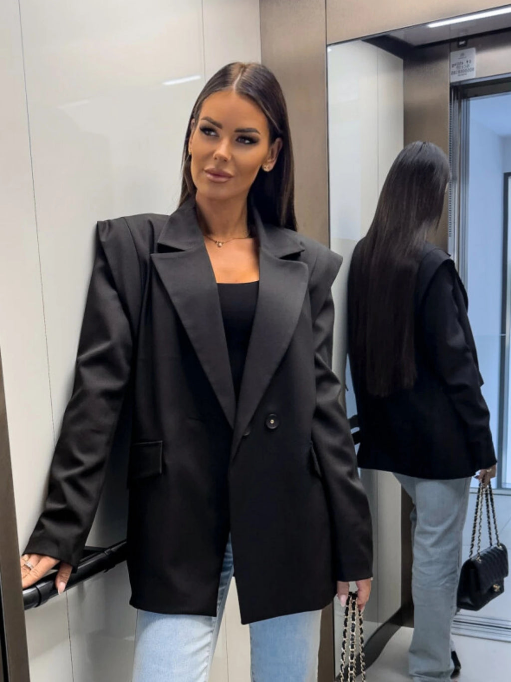 Women’s Formal Blazer Coat | Elegant Double-Breasted Office Jacket