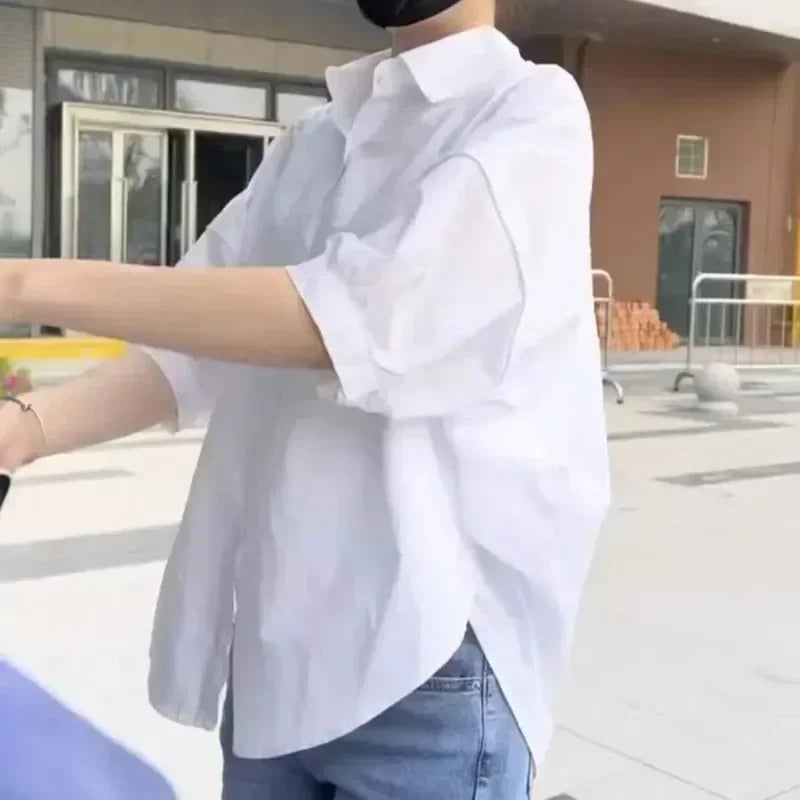 Women’s Oversize Button-Up Shirt | Loose Elegant Blouse