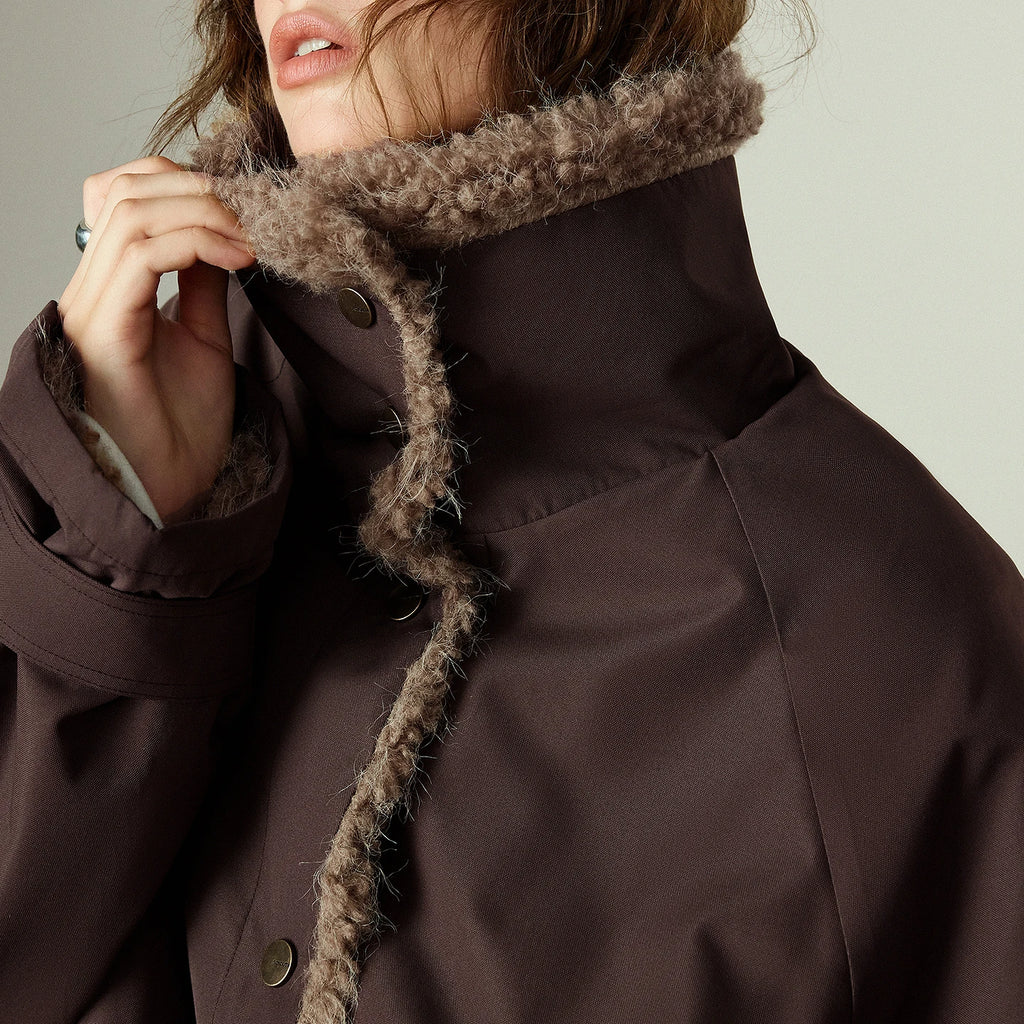 Women’s Winter Coat | Warm Plush Oxford Fabric Jacket for Office Wear