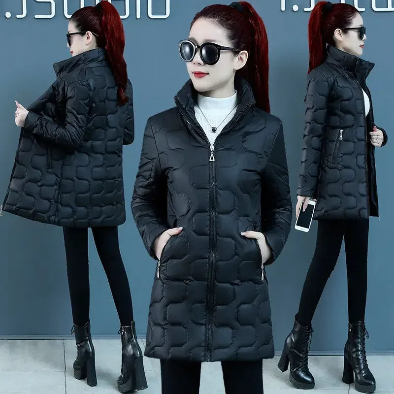 Women’s Quilted Cotton Coat | Lightweight Long Padded Winter Jacket