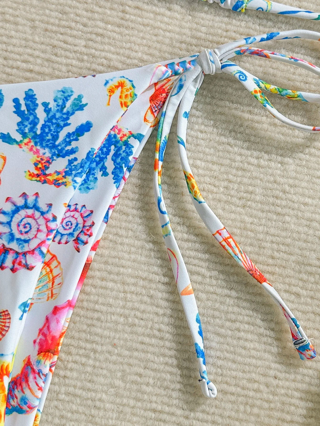 Women’s Shell Print Bikini Set – Triangle Top & Tie-Side Swimwear