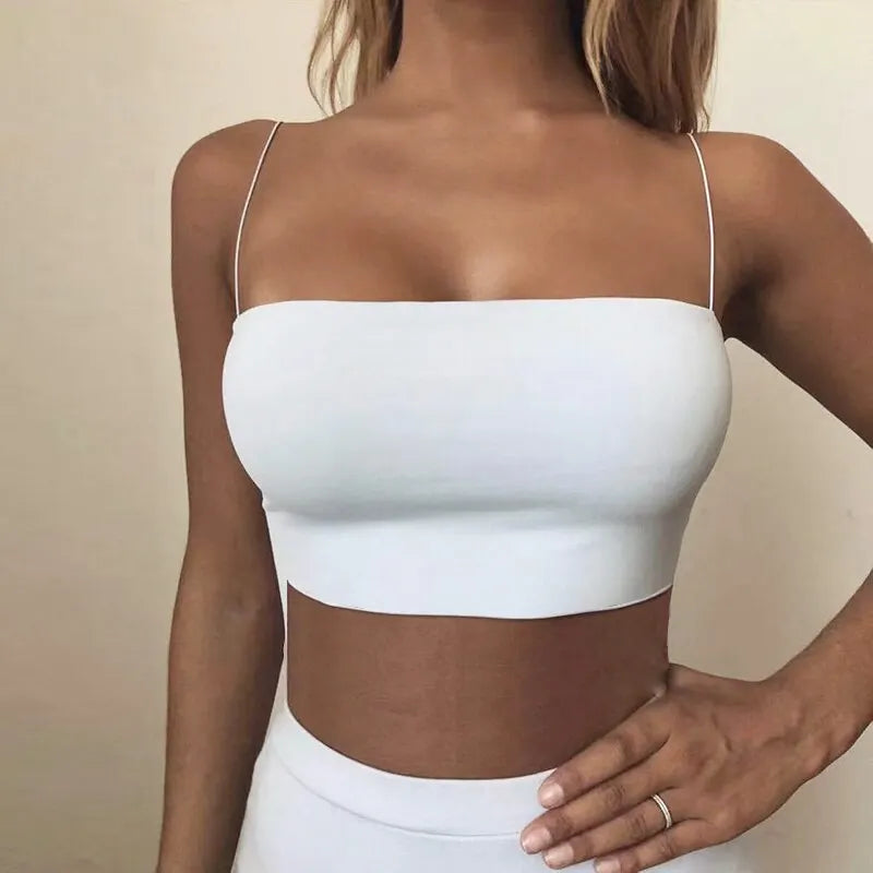 Seamless Backless Crop Top Women Strap Summer Cami