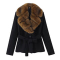 Elegant Black Women’s Winter Coat | Belted Slim Fit Office Jacket