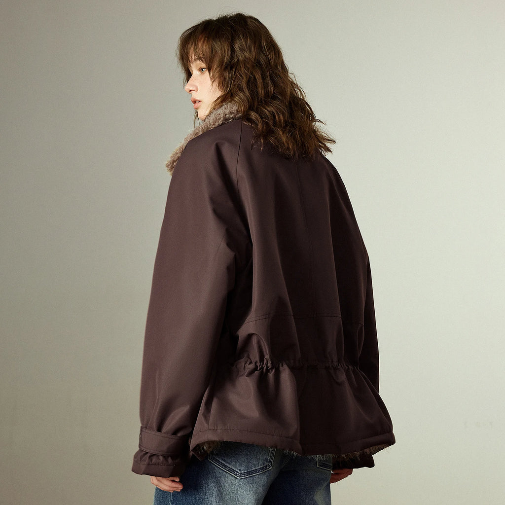 Women’s Winter Coat | Warm Plush Oxford Fabric Jacket for Office Wear