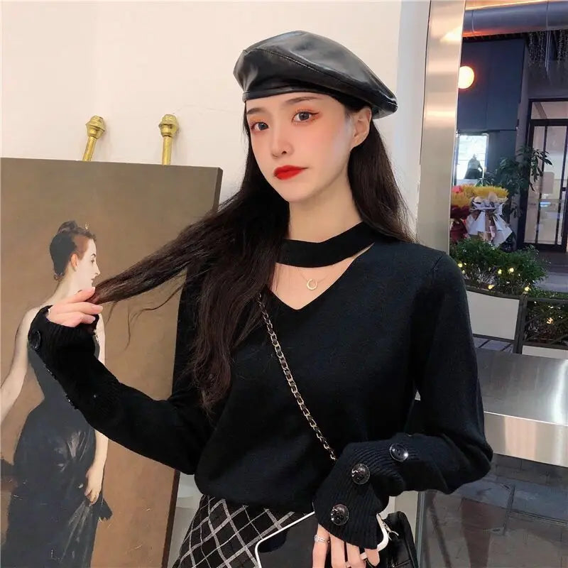 Halter Neck Knit Sweater | Slim Fit Women’s Pullover