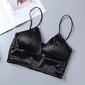 Women’s Satin Crop Top – Padded Wireless Camisole with Spaghetti Straps