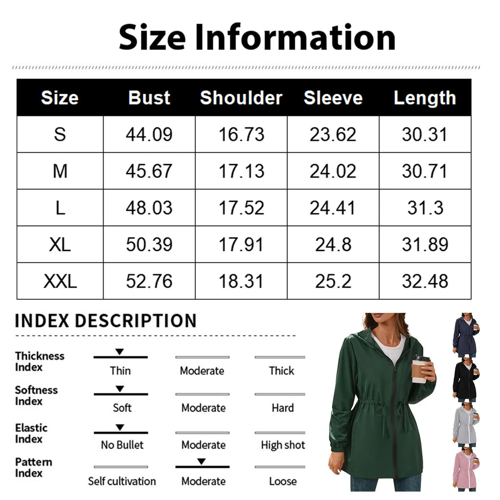 Women’s Waterproof Hiking Jacket – Hooded Rain Poncho for Outdoor Tourism & Streetwear