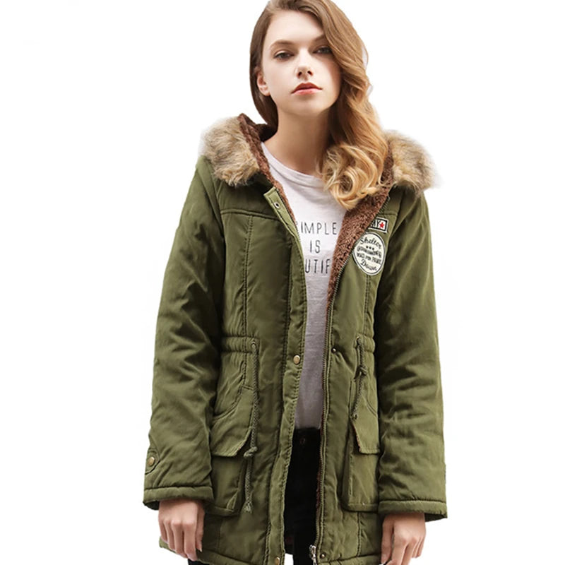 Women’s Hooded Winter Parka | Long Slim Fit Warm Cotton Coat