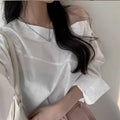 Women’s Off-Shoulder White Blouse | Elegant Long Sleeve Top