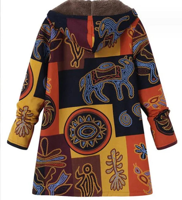 Floral Hooded Winter Jacket | Oversized Vintage Women’s Padded Coat