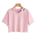 Women’s V-Neck Crop Top – Short Sleeve Slim Fit Summer T-Shirt