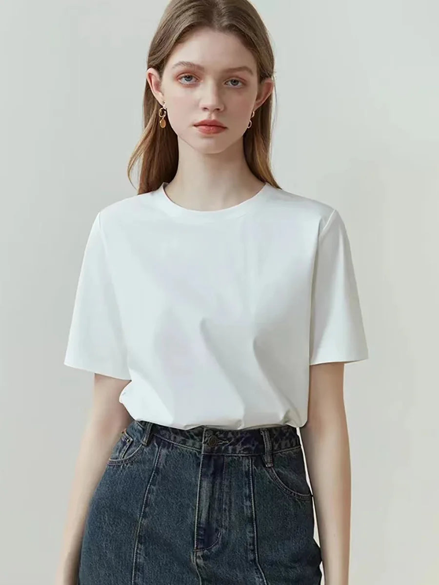 Basic White Cotton T-Shirt | Women’s Loose Fit Summer Casual Tee