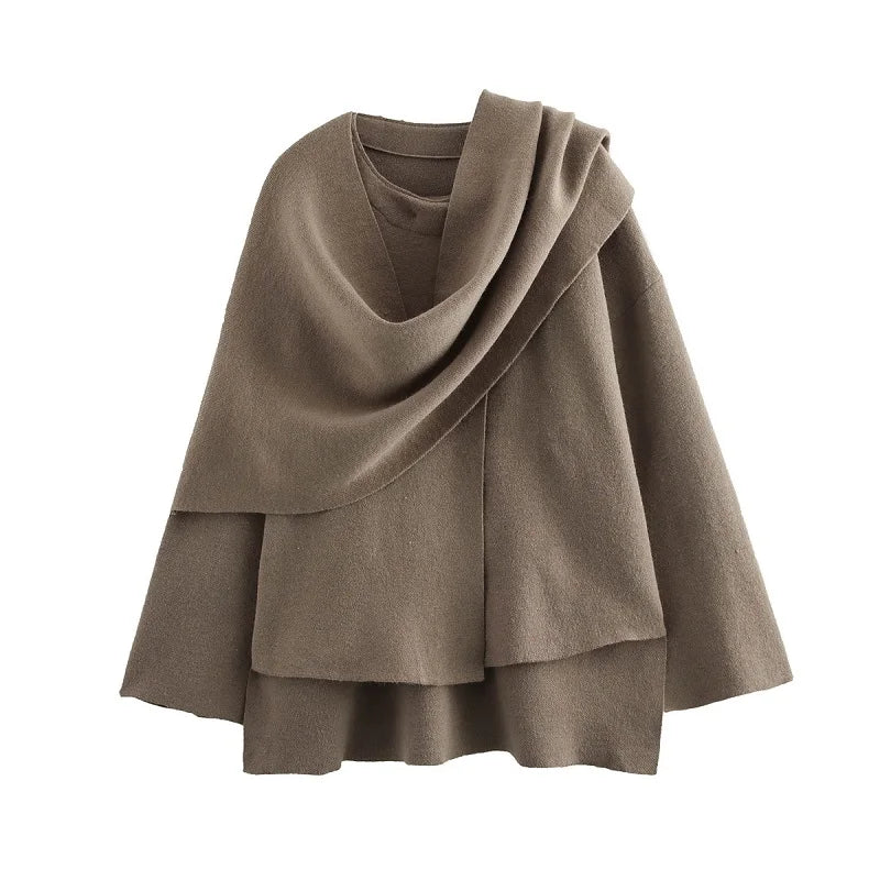 Women’s Plush Winter Coat | Asymmetric Scarf Chic Padded Jacket