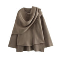 Women’s Plush Winter Coat | Asymmetric Scarf Chic Padded Jacket