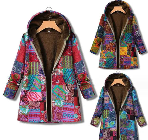 Floral Hooded Winter Jacket | Oversized Vintage Women’s Padded Coat