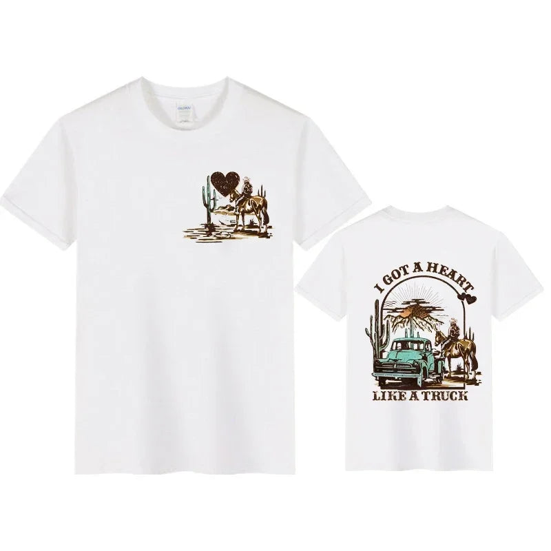 “Heart Like a Truck” Cowboy Graphic T-Shirt | Western Rodeo Women’s Tee