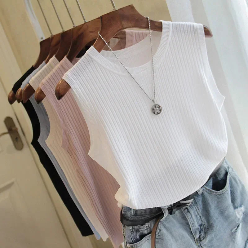 Women’s Sleeveless Knit Blouse | O-Neck Summer Top