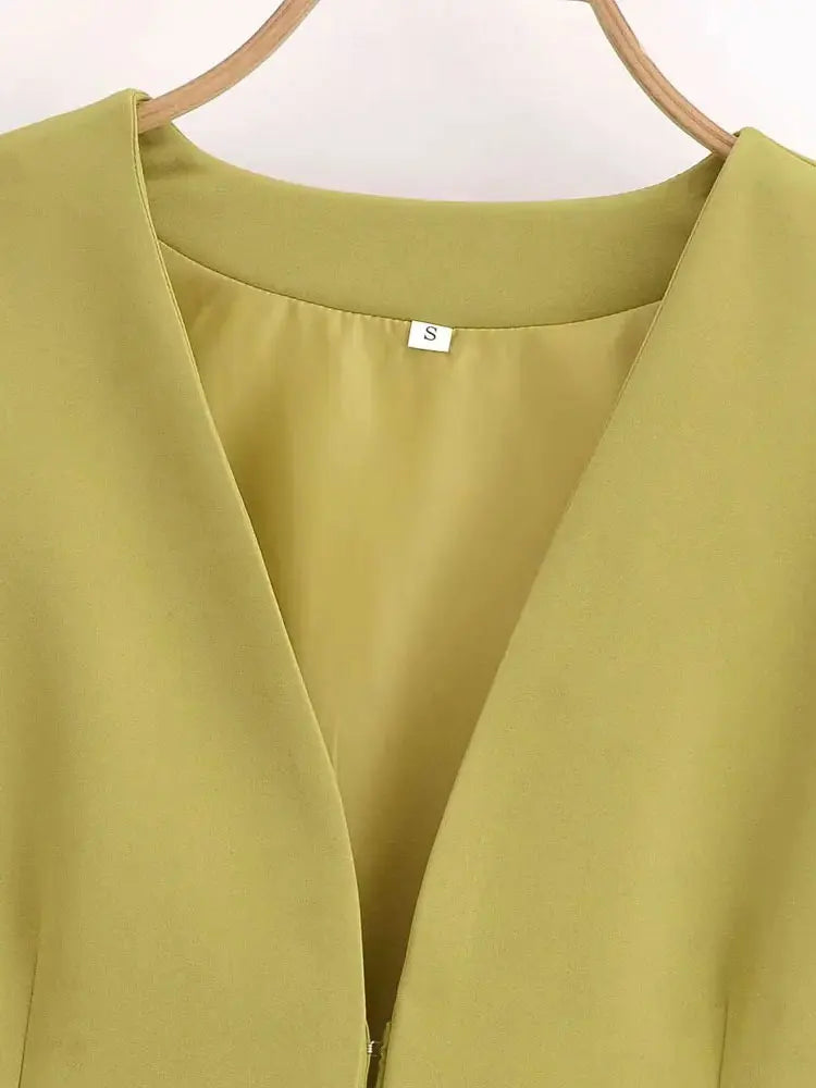 Women’s Fitted Blazer with Belt | Chic V-Neck Elegant Jacket for All Seasons