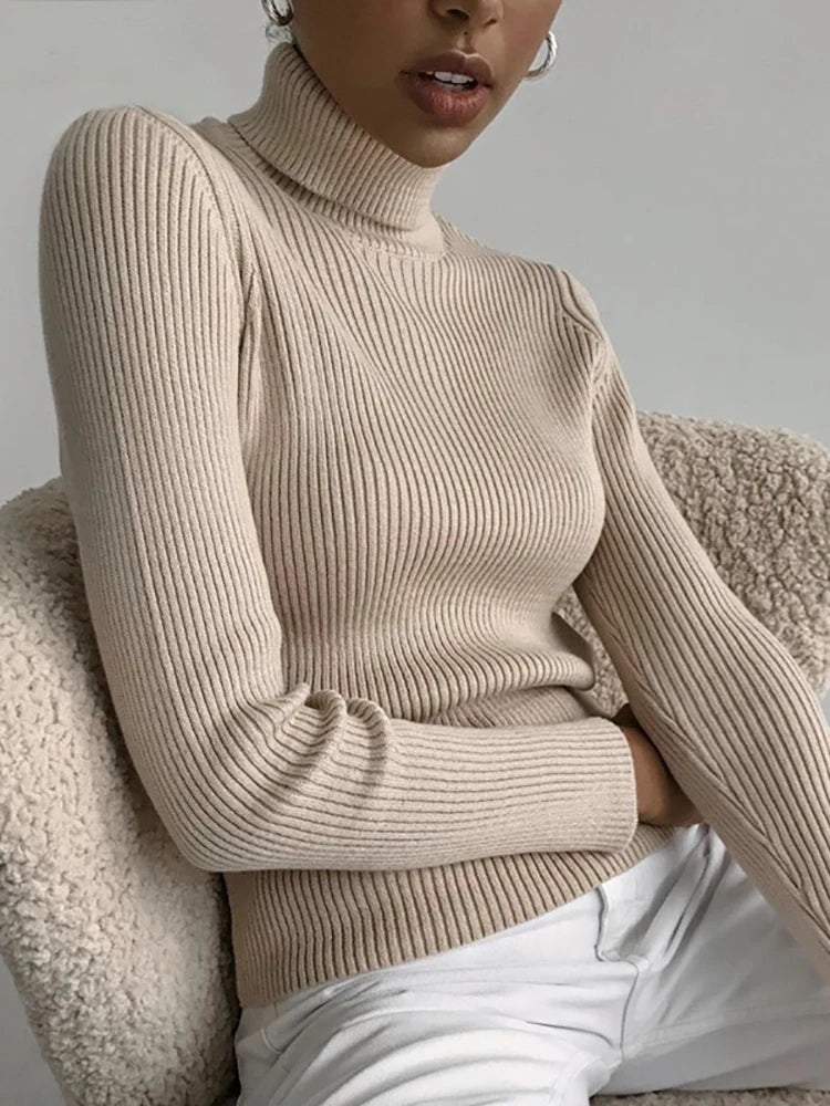Soft Turtleneck Sweater Women Slim Knit Winter Pullover