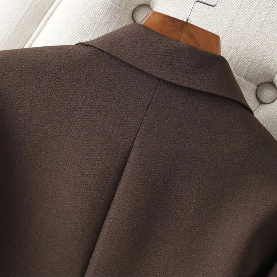 Brown Women’s Blazer | Elegant Office Style Jacket for Spring & Autumn