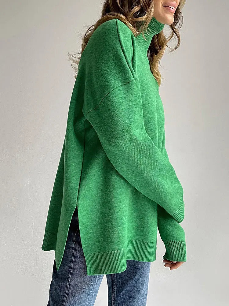 Oversized Turtleneck Sweater Women Loose Knit Winter Pullover