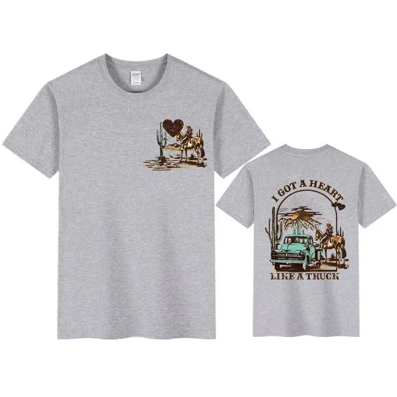 “Heart Like a Truck” Cowboy Graphic T-Shirt | Western Rodeo Women’s Tee