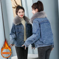 Women’s Denim Winter Jacket 2025 | Warm Fur Patchwork Cowgirl Coat