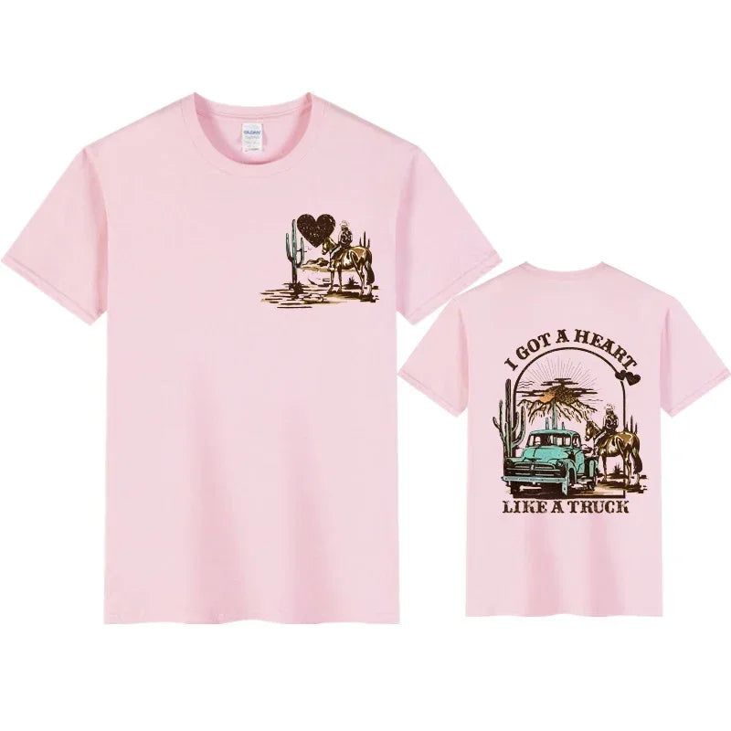“Heart Like a Truck” Cowboy Graphic T-Shirt | Western Rodeo Women’s Tee