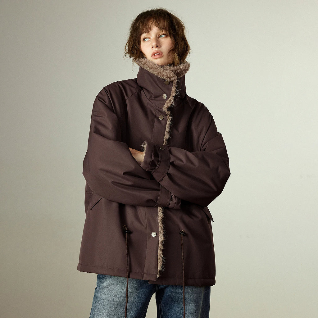 Women’s Winter Coat | Warm Plush Oxford Fabric Jacket for Office Wear