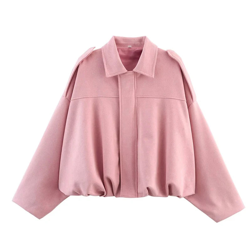 Women’s Vintage Bomber Jacket | Loose Fit Casual Zip-Up Coat