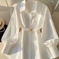 Women’s White Button-Up Blouse | Elegant Loose Fit Shirt