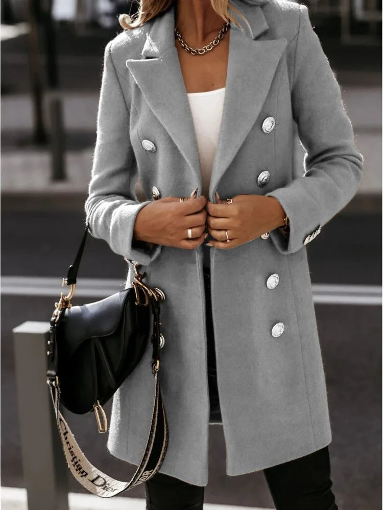 Women’s Long Woolen Coat | Korean Style Double-Breasted Winter Jacket