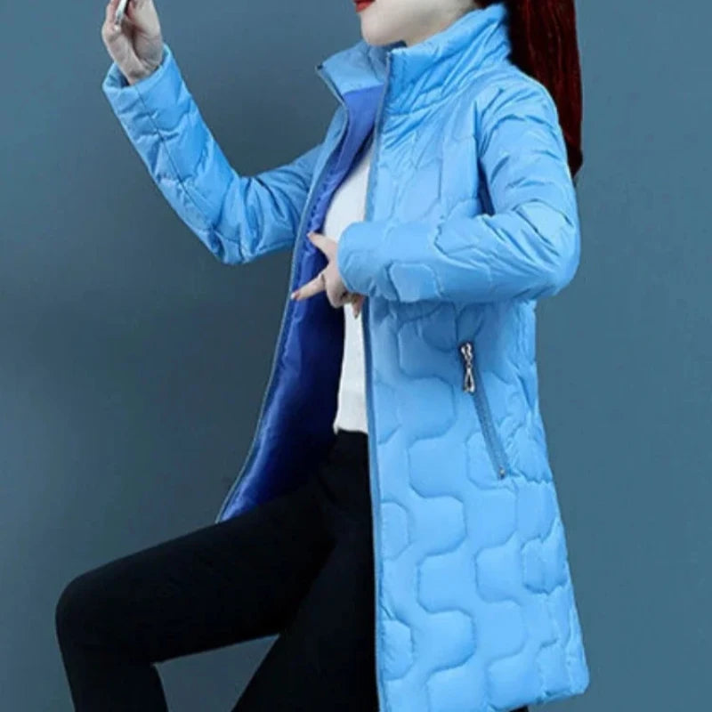 Women’s Quilted Cotton Coat | Lightweight Long Padded Winter Jacket