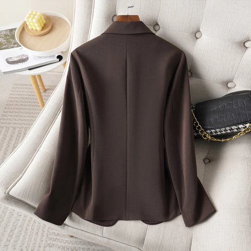 Brown Women’s Blazer | Elegant Office Style Jacket for Spring & Autumn