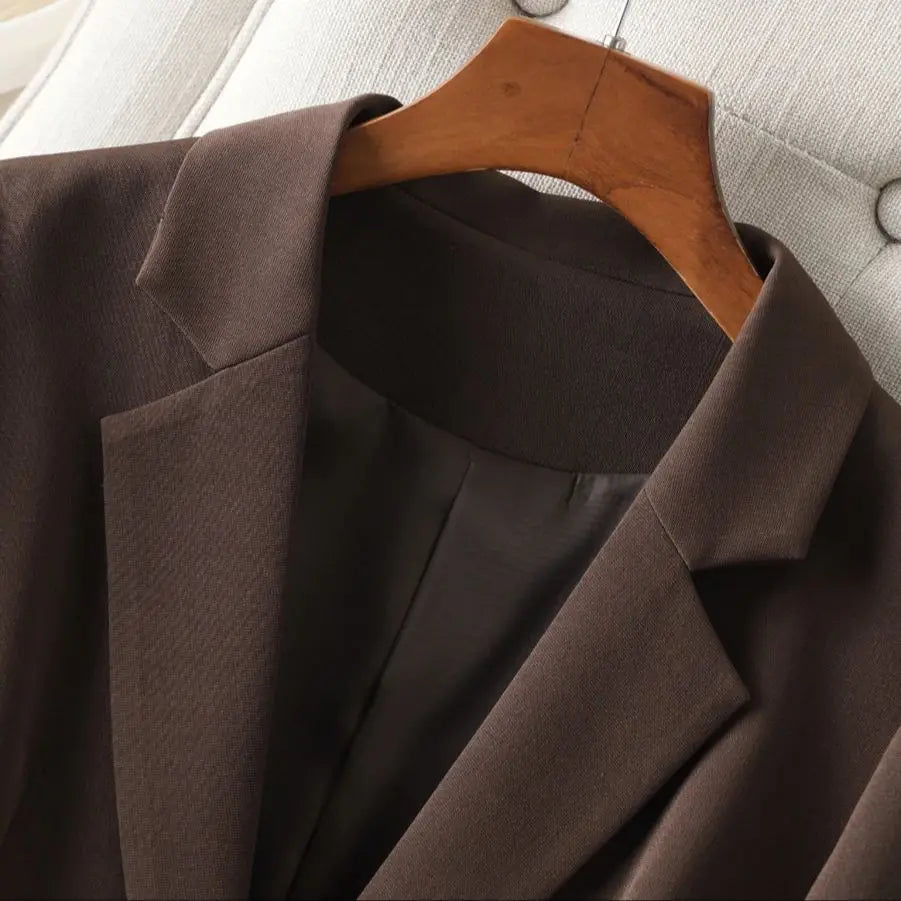 Brown Women’s Blazer | Elegant Office Style Jacket for Spring & Autumn
