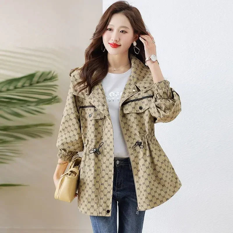Korean Style Women’s Windbreaker Coat | Loose Hooded Long Jacket