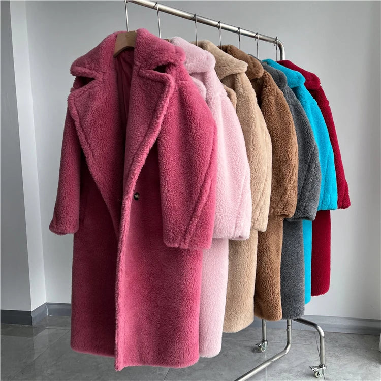 Women’s Teddy Fleece Coat – Oversized Long Warm Winter Jacket