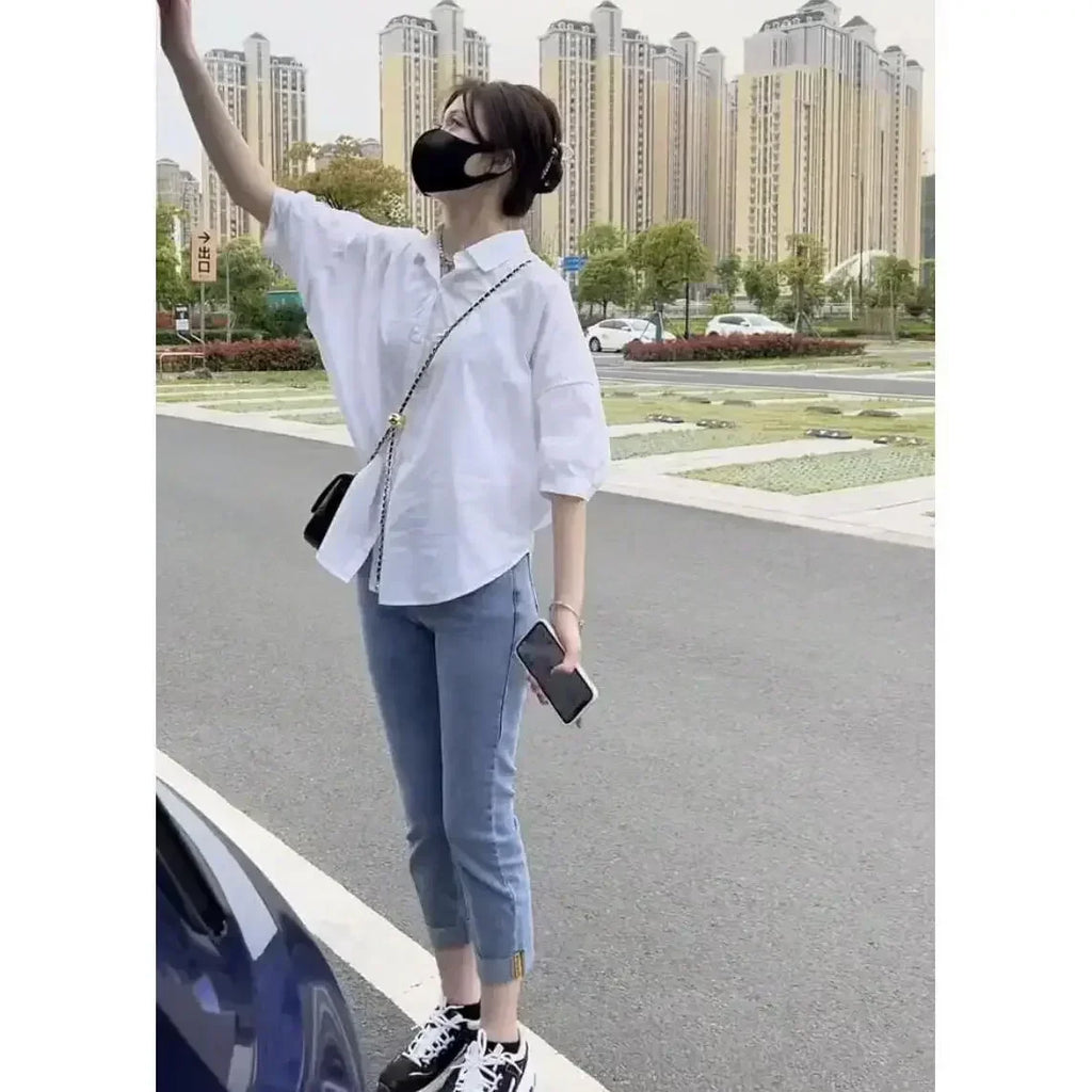 Women’s Oversize Button-Up Shirt | Loose Elegant Blouse