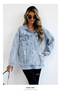 Women’s Vintage Denim Jacket – Distressed Button-Up Jean Coat