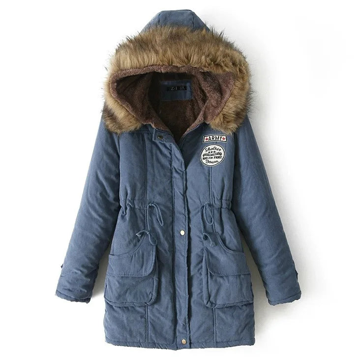 Women’s Hooded Winter Parka | Long Slim Fit Warm Cotton Coat