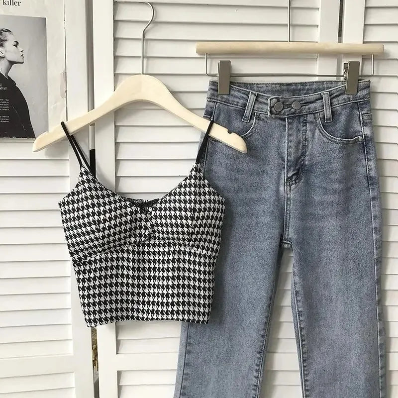 Women’s Padded Crop Camisole – Slim Fit Stretch Lightweight Summer Top