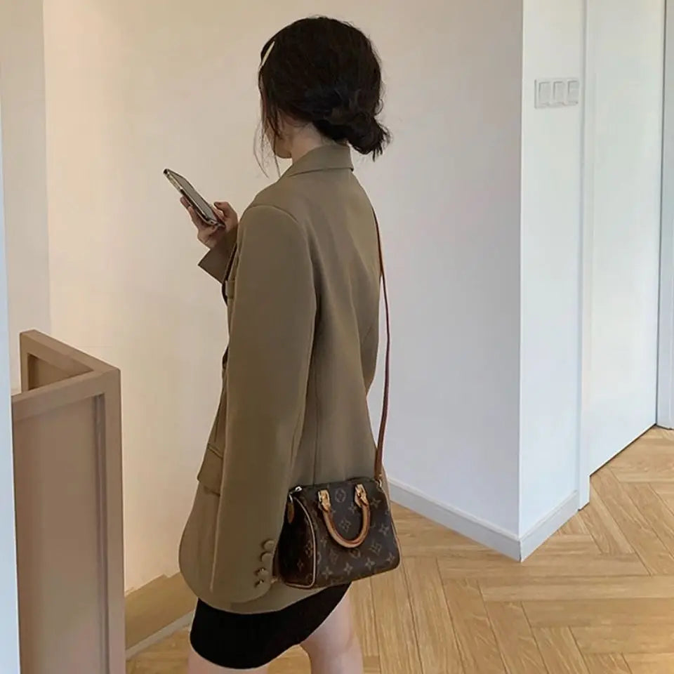 Korean Style Women’s Blazer 2025 | Casual Loose Fit Mid-Length Jacket