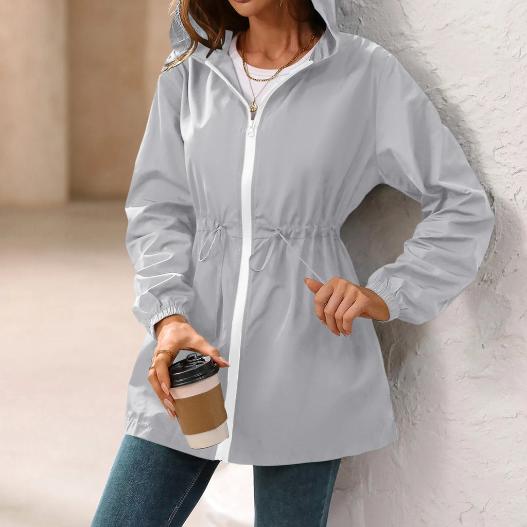 Women’s Waterproof Hiking Jacket – Hooded Rain Poncho for Outdoor Tourism & Streetwear