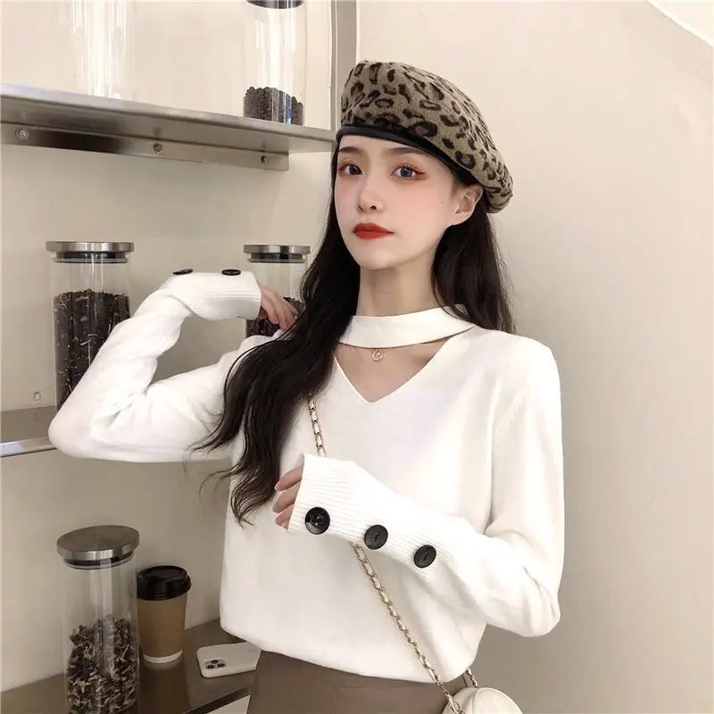 Halter Neck Knit Sweater | Slim Fit Women’s Pullover