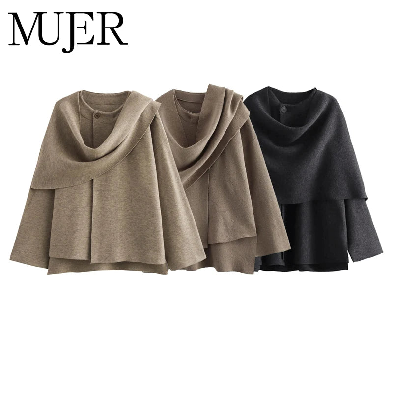 Women’s Plush Winter Coat | Asymmetric Scarf Chic Padded Jacket